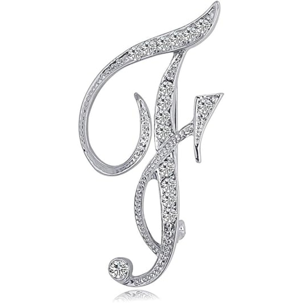 Brev Brosch Pins Initial Rhinestone Brosch för Kvinnor Hantverk Silvery A-Z