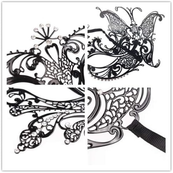 Maskeradmask för kvinnor Metallmask Glänstrass Venetiansk festkvällsbalmask Bar kostymer Tillbehör style 3