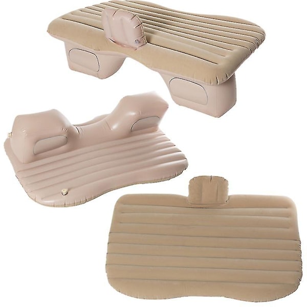 Bilsäng Resebädd Bil Luftmadrass Uppblåsbar Madrass Camping Soffa Baksäte Vilostol Kudde Viloplatta Med Handpump Universal Beige