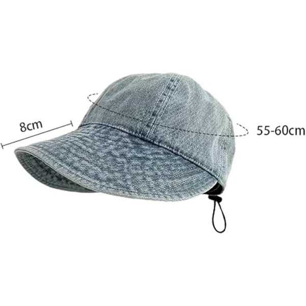 Denim Solhatt för Dam, Lättvikts Fiskarhatt för Vår och Sommar, Designad för att Få Ansiktet att Se Mindre Ut och Ge Solskydd