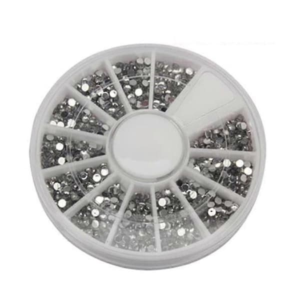1200 stk. Neglekunstdekorasjon Klar Rund Rhinestone Glitter Tip Hjul