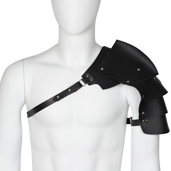 Læder Pauldrons Spaulders Middelalder Skulderrustning Vikingekostume Ridder Kriger Cosplay Larp Tilbehør Halloween Rekvisitter Til Mænd Black Left