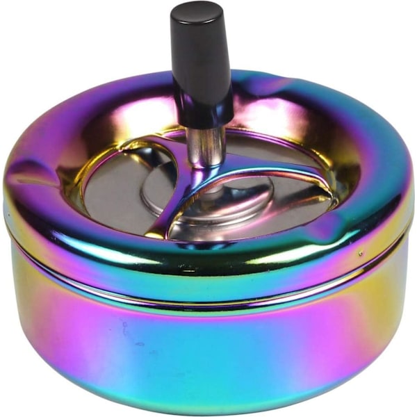Roterande askkopp, askkopp i regnbågsdesign, färgglad glöd, 11 cm diameter