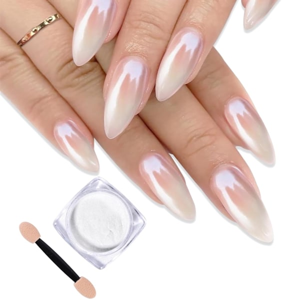 Pärl Chrome Nagelpulver Nagellackspulver Transparent Is Aurora Vit Chrome Nagelpulver, Högglansig Spegeleffekt Pigment Glitter