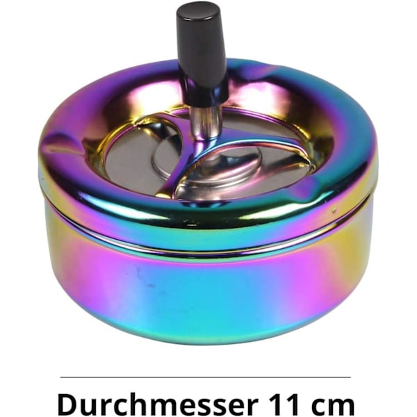 Roterande askkopp, askkopp i regnbågsdesign, färgglad glöd, 11 cm diameter