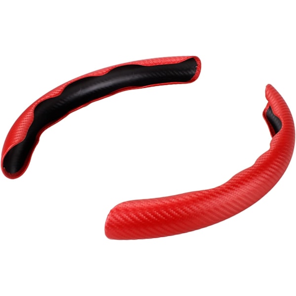 Kolfiberrattöverdrag, Universal Halkskyddande Rattöverdrag för De Flesta Bilar, 2-pack, Röd