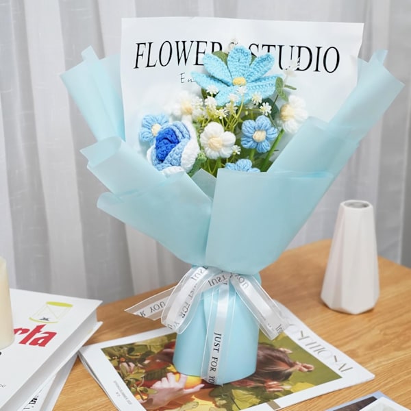 Heklede Blomster Bukett Strikket Blomster Bukett for Jubileum Eksamen Morsdag Style 1