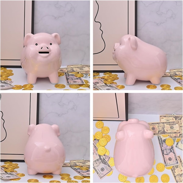 Sparegris til voksne der skal smadres for at åbne, Keramik, Piggy Bank til piger og drenge, Pengekasse til pengegave, Møntboks, Sparegris til børn, Opsparing