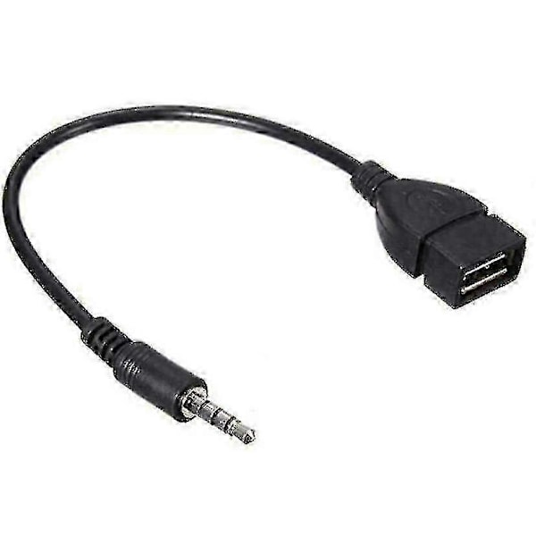 3,5 mm hann lyd Aux-jack til USB 2.0 Type A hun Otg-konverteradapterkabelsett