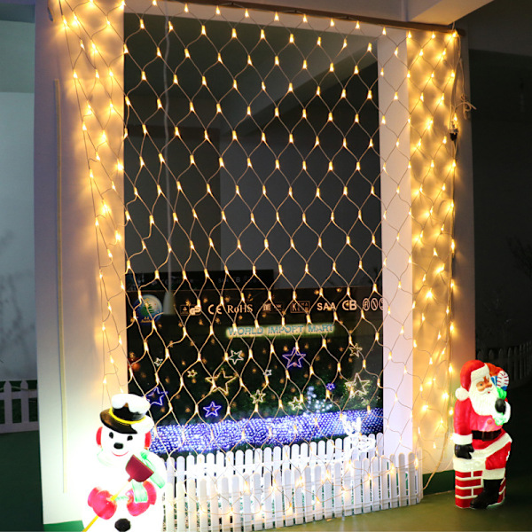 Sikker Spenning Nett Julelys Vanntett Utendørs Innendørs 320LED 3M*2M (10ft*6.6ft) Varm Hvit, 8 Moduser