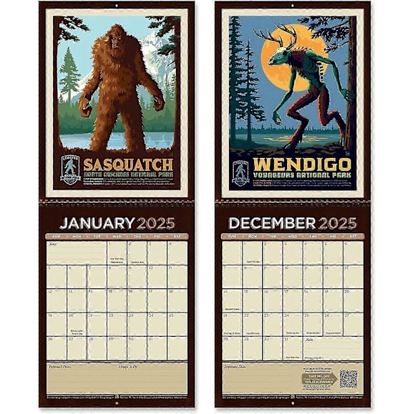 2025 Veggkalender: Legender fra Nasjonalparkene Kalender 2025 Nasjonalparker Veggkalender