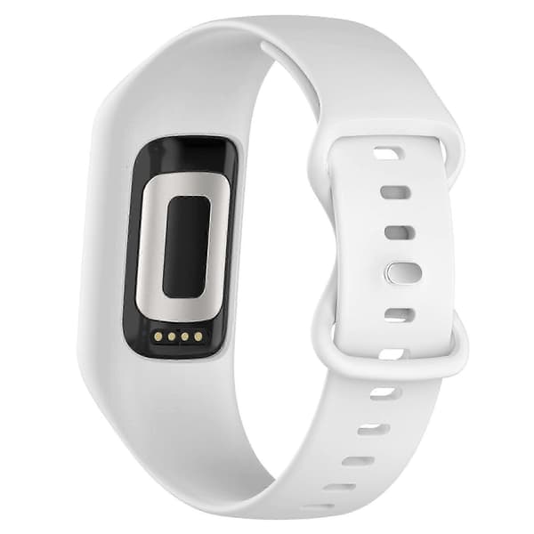Integreret silikonerem til Fitbit Charge 6/5/4/3, urrem med etui 25-26s White