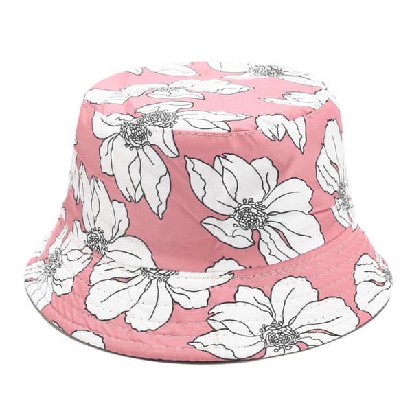 Unisex bomull packbar solhatt vändbar fisk Pink