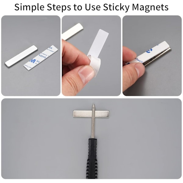 Neodymmagneter i bitar, 50x10x3 mm Super Rektangulära Magneter Magnetiskt Lim, med 4 Bitar Dubbelsidig Tejp