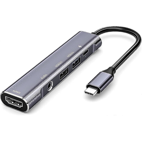 Usb C - Hdmi -sovitin Ipad Prolle 3,5 mm:n kuulokeliitännällä, 4K Hdmi, Usb 3.0, Usb C -virransyöttölataus