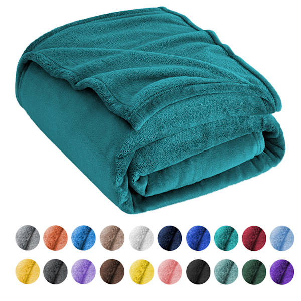 Flannel Tæppe Sofa Betræk - Alsidig Filt Blød Fluffy Kast til Seng og Sofa Dobbelt/Dobbelt, 160*210cm Blue-green