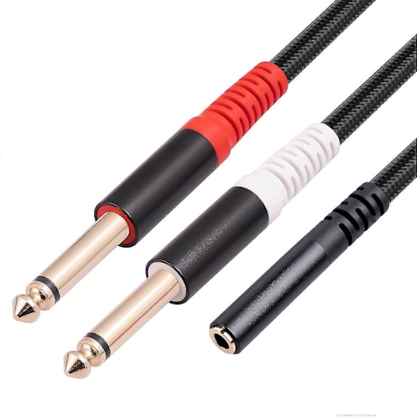 3717 0,3 m 3,5 mm Hona till 2x 6,35 mm 1/4 tum TS Mono Hane Jack Ljudadapterkabel