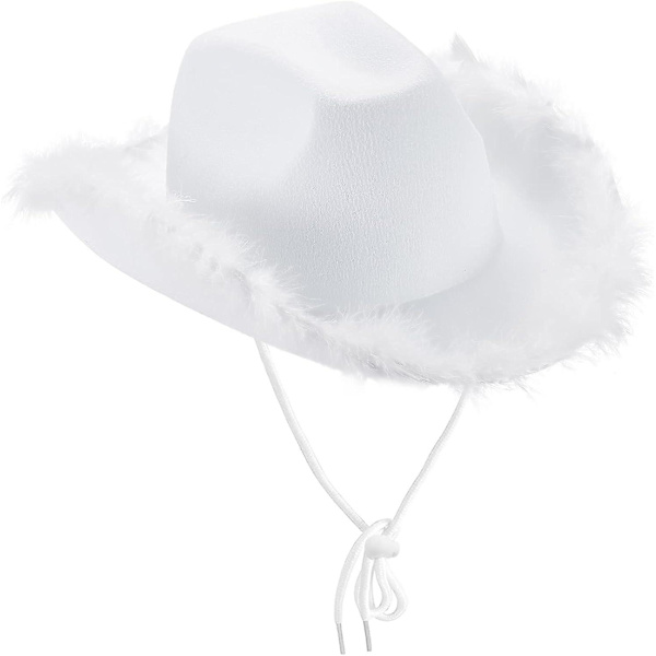 Kvinnlig Cowboyhatt - Filt Fluffig Fjäder Trim Cowgirlhatt Bred Brätte Maskeradkläder