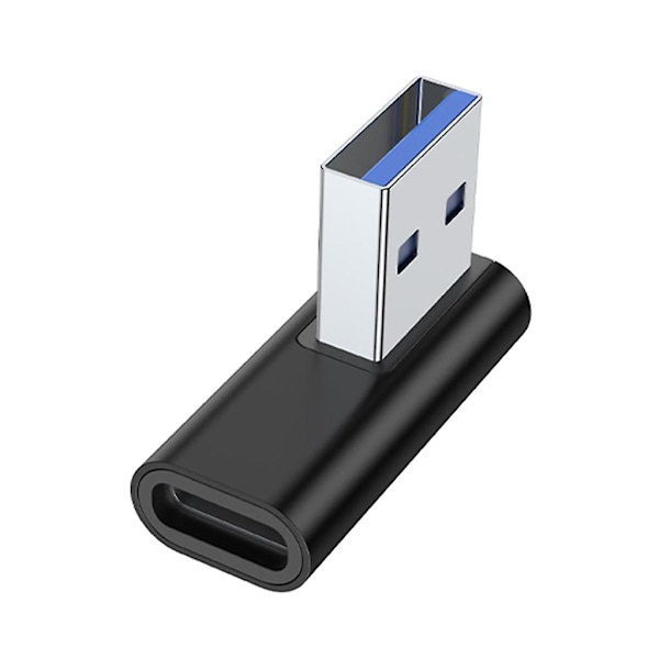 90 Graders USB till USB C Adapter USB3.0 Hane till Typ-C Hona Konverter Laddningsadapter Stödjer Dataöverföring & Laddning Black right