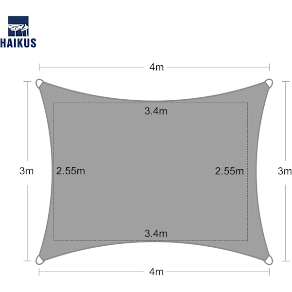 Vattentät fyrkantig solsegel, skuggnät UV-skydd för trädgård terrass camping utomhus, 3*4m