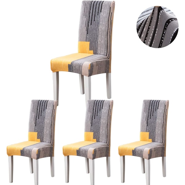 Stoltrekksett med 4, Jacquard Spisestoltrekk, Svingstoler, Universelle Stoltrekk, for Spisestue, Hotell, Kjøkken