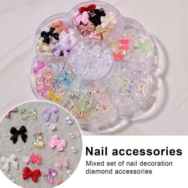 1 Ask 3D Rosett-Björnar Faux Pärlor För Naglar, DIY Hantverk Kreativa Nagelkonstdekorationer, Nya Designberlocker För Nagelkonst Halsband
