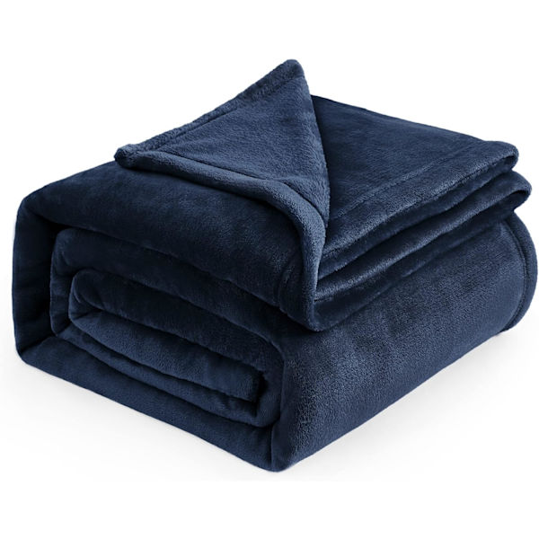 Flannel Tæppe Sofa Betræk - Alsidig Filt Blød Fluffy Kast til Seng og Sofa Dobbelt/Dobbelt, 160*210cm Navy blue
