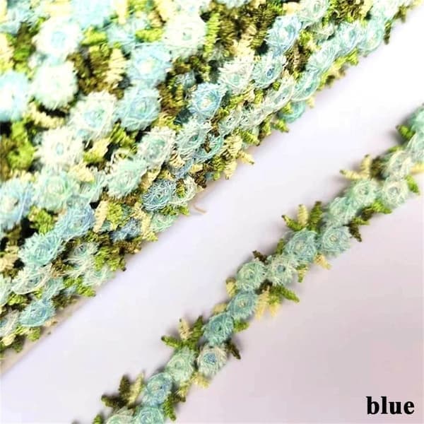 Blomster blondebånd med stofkant BLÅ Blå blue