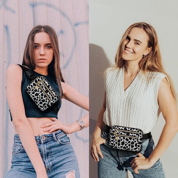 Fanny Packs för kvinnor Fashion Midjeväska Väska, Vattentät Överallt Crossbody Bältesväska för Träning Löpning Resor Cow pattern