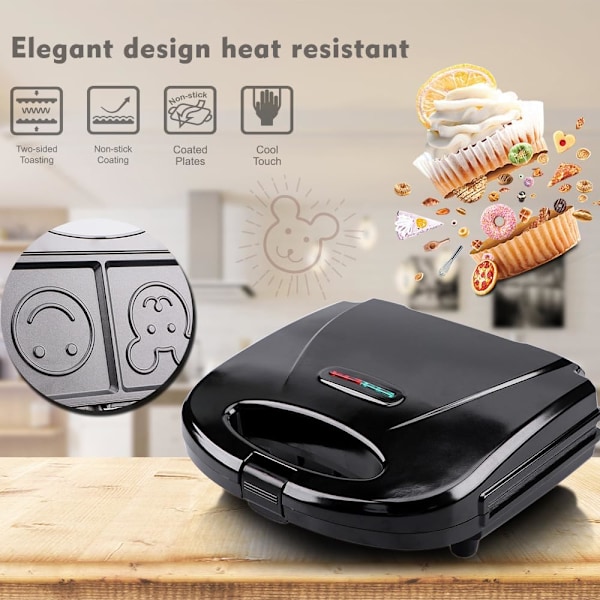 Dobbel Mini Vaffeljernmaskin, Chaffle Maker, Waflera Electrica, Lite Vaffeljern for Vafler, Keto Chaffles, Røsti, Kjeks