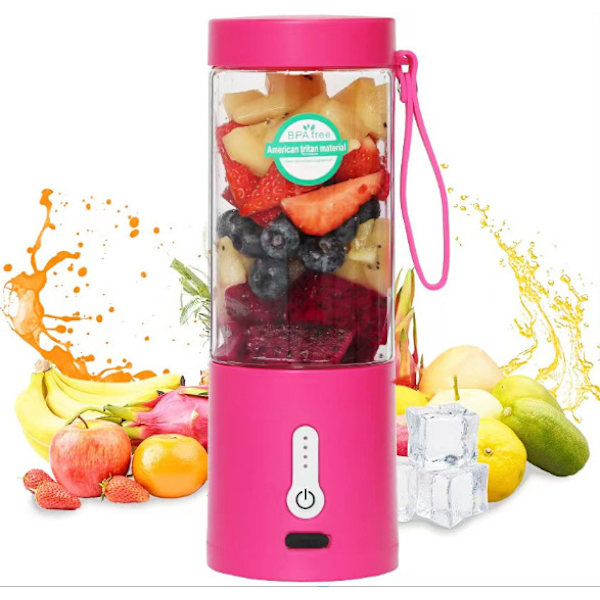 Kannettava USB-tehosekoitin, Ladattava, 6 terää, 530 ml Rose red
