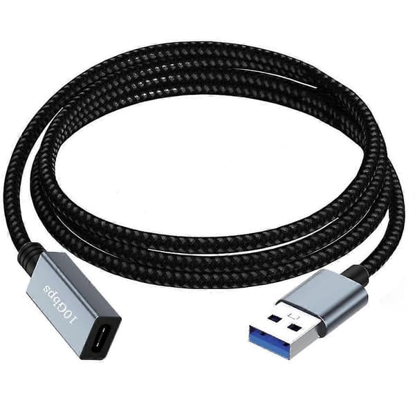 USB Han til Type C Hun Forlængeradapter 10 Gbps til Laptop PC Oplader 1 meter