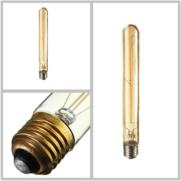 6-pack, E27-sockel Retro Edison LED-glödlampa, T30 4W Rökfärgat Glas Långt Rör LED-lampa, 2700k