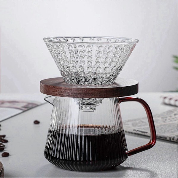 Häll över kaffeserver Vertikala ränder Glaskaffekanna Värmebeständig Kaffedelare