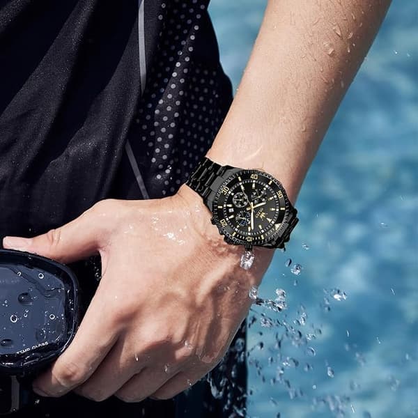 OLEVS Miesten Kellot Musta black Dial/Black Band