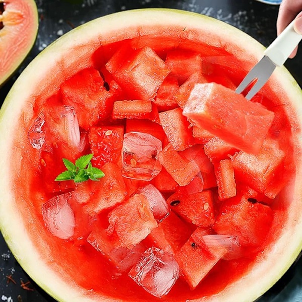 2024 Ny 3-i-1 Vattenmelon Gaffel Skivare Skärare, Uppgraderad Rostfritt Stål Frukt Skärare Vattenmelon Skärare Gaffel, Vattenmelon Gaffel Frukt Skärverktyg