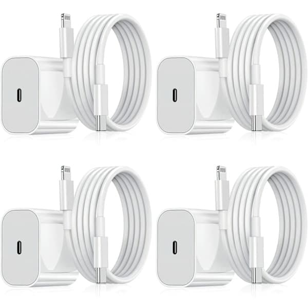 iPhone-lader - Hurtiglader - Adapter + Kabel 20W USB-C Hvit 4-pakning iPhone（NT） 4-pakning iPhone 4-pakning iPhone