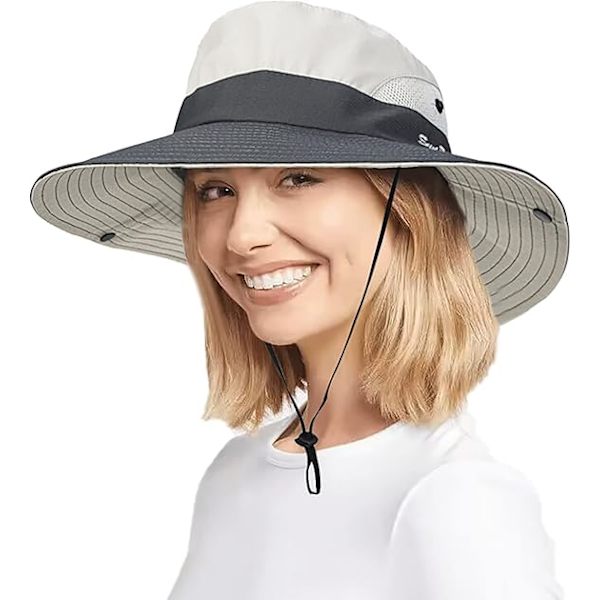Dame Udendørs UV-Beskyttende Foldbare Solhatte Mesh Bredskygget Strandfiskehat med Hestehalehul