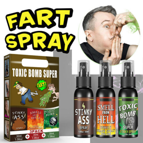 Liquid Fart Spray Can Stink Bomb Crap Gag Prank Toy Joke ABC 3pcs