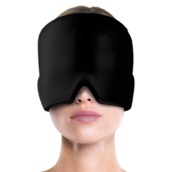 Huvudvärk Migrän Relief Cap Ice Mask Hat Värme Kylterapi Black
