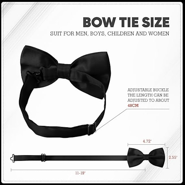 Män Fluga Justerbar Längd Bröllop Man Mode Pojkar Satin Fluga black