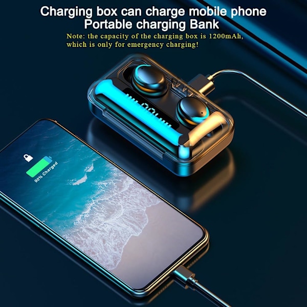 Trådløse ørepropper, Bluetooth 5.3 In-Ear hodetelefoner, Bluetooth ørepropper med mikrofon USB-ladeetui Stryke på