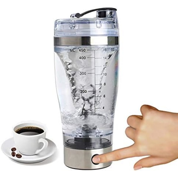 450ML/600ml Bärbar Rörelseblandande Vattenflaska Vortex Tornado Pp Gratis Kökstillbehör Elektrisk Automatisk Proteinskakare 450ML