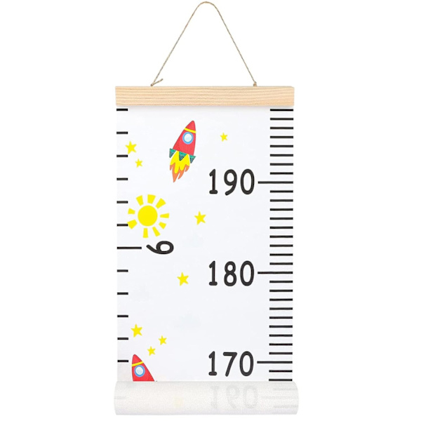 Baby Tillväxt Längd Diagram Handing Linjal Väggdekor för Barn, Canvas Avtagbar Längd Tillväxt Diagram 79\" x 7.9\" (Färgglad)