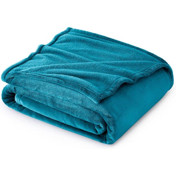Flannel Tæppe Sofa Betræk - Alsidig Filt Blød Fluffy Kast til Seng og Sofa Dobbelt/Dobbelt, 160*210cm Blue-green