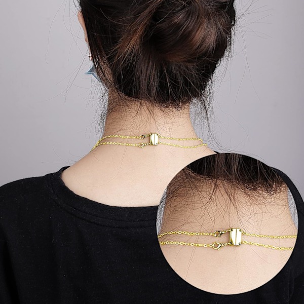 2 st Halsbandsspännen, Magnetiska Halsbandsspännen för Lager på Lager-Halsband, Halsbandsspännen Set för Lager på Lager-Smycken (3 Trådar och 2 Trådar) Gold