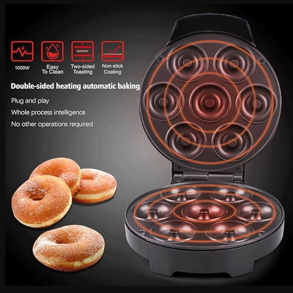 Mini Donut Maker 1000W 220 (V) Elektrisk Donut Maker med non-stick PTFE-beläggning