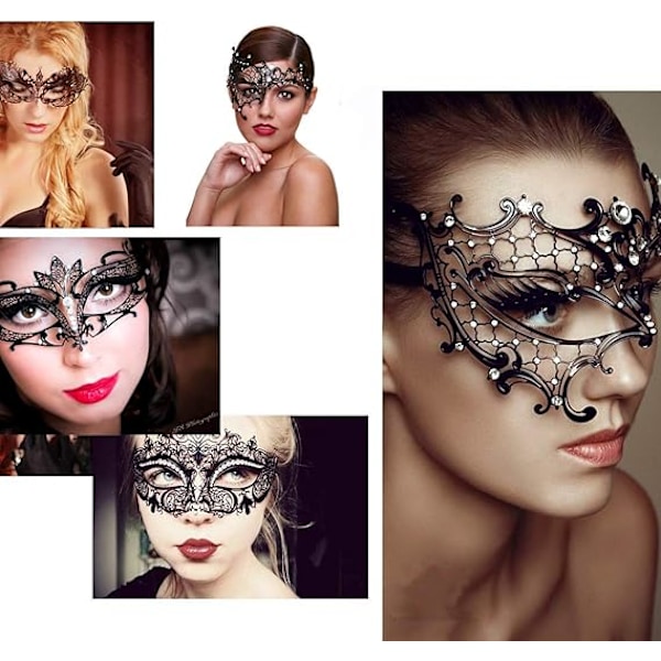 Maskeradmask för kvinnor Metallmask Glänstrass Venetiansk festkvällsbalmask Bar kostymer Tillbehör style 5