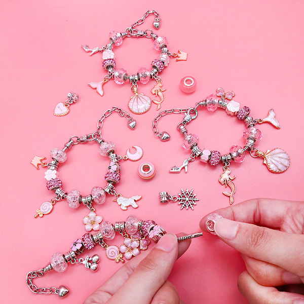 DIY Rannekorusetti - Tee Omat Rannekorut, Luova korurannekorusetti lahjapakkaus Pinkki