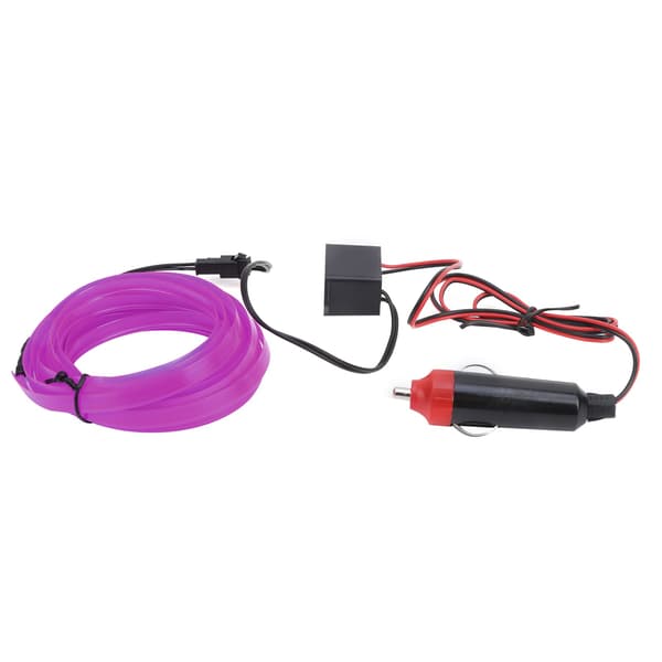 3 meter bilinteriørbelysning Auto LED-stripe sigarettennerkabelrør neonlys lilla